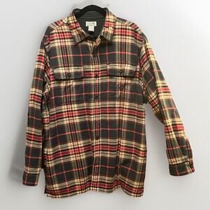 L.L. Bean Men's XL Regular Fleece Lined Flannel Shirt Jacket Plaid Heavyweight